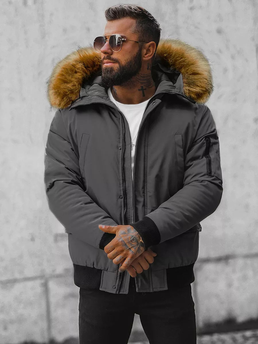 Bomber style winter dark gray men's jacket Lemor