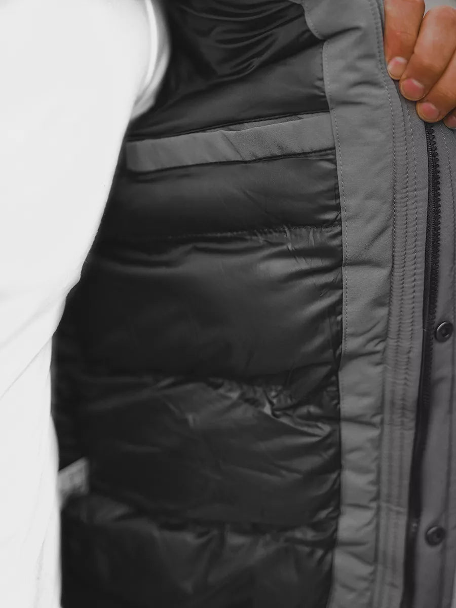 Bomber style winter dark gray men's jacket Lemor