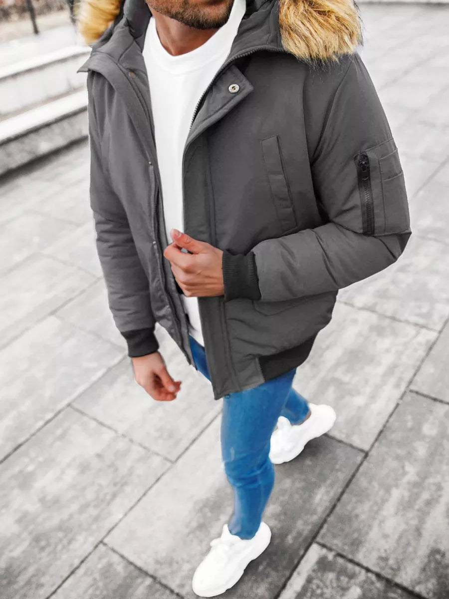 Bomber style winter dark gray men's jacket Lemor