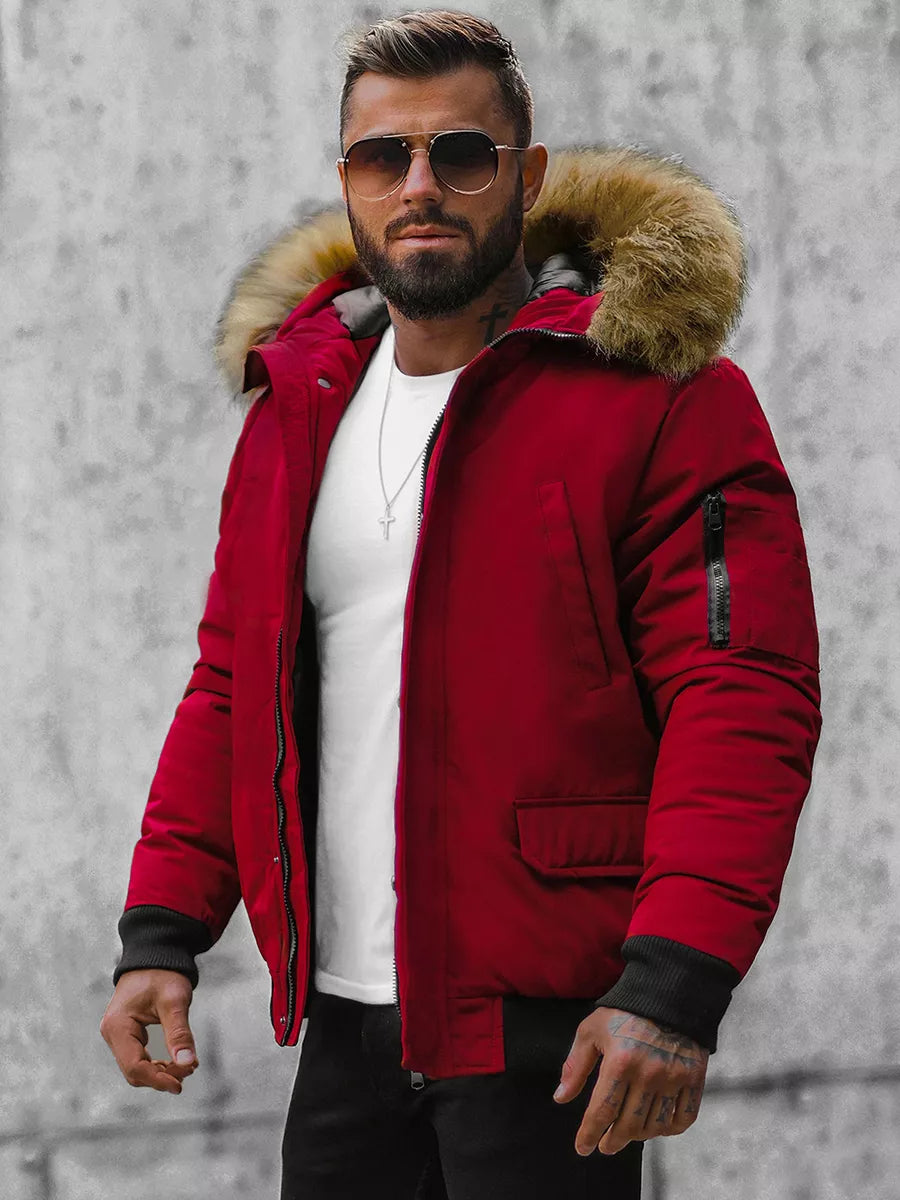 Bomber style winter burgundy men's jacket Lemor