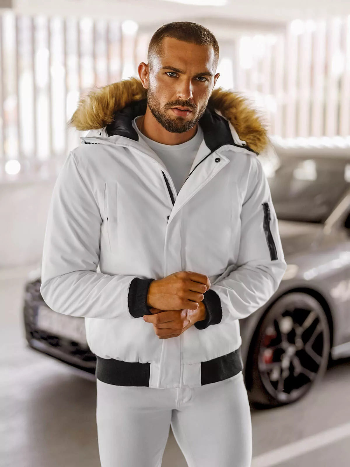 Bomber style winter white men's jacket Lemi