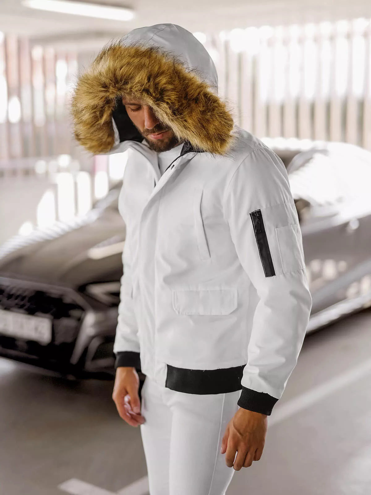 Bomber style winter white men's jacket Lemi