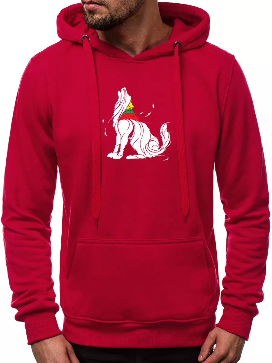 Burgundy men's hoodie Wolf