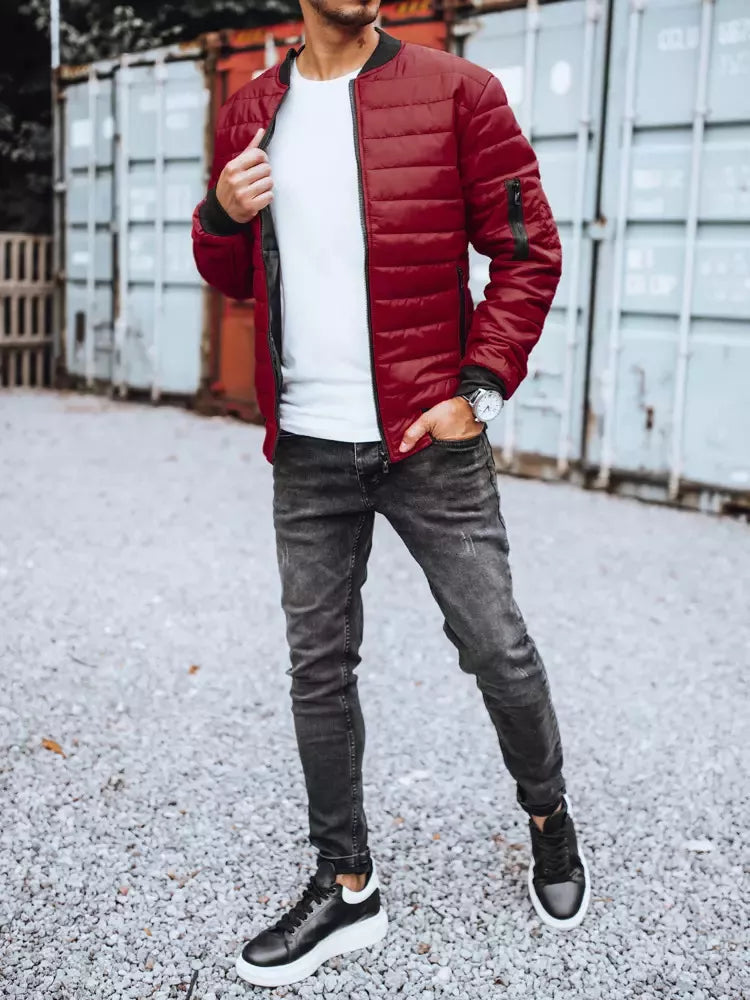 Men's burgundy quilted jacket Minti