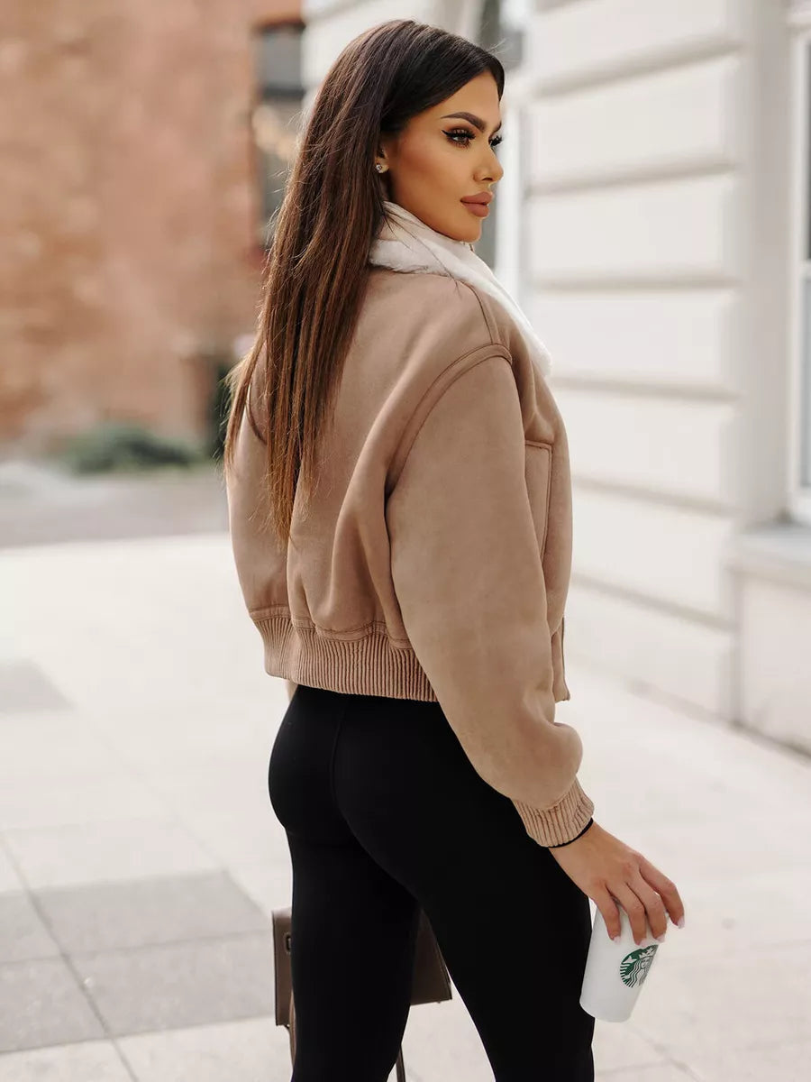 Brown jacket with white fur Edit