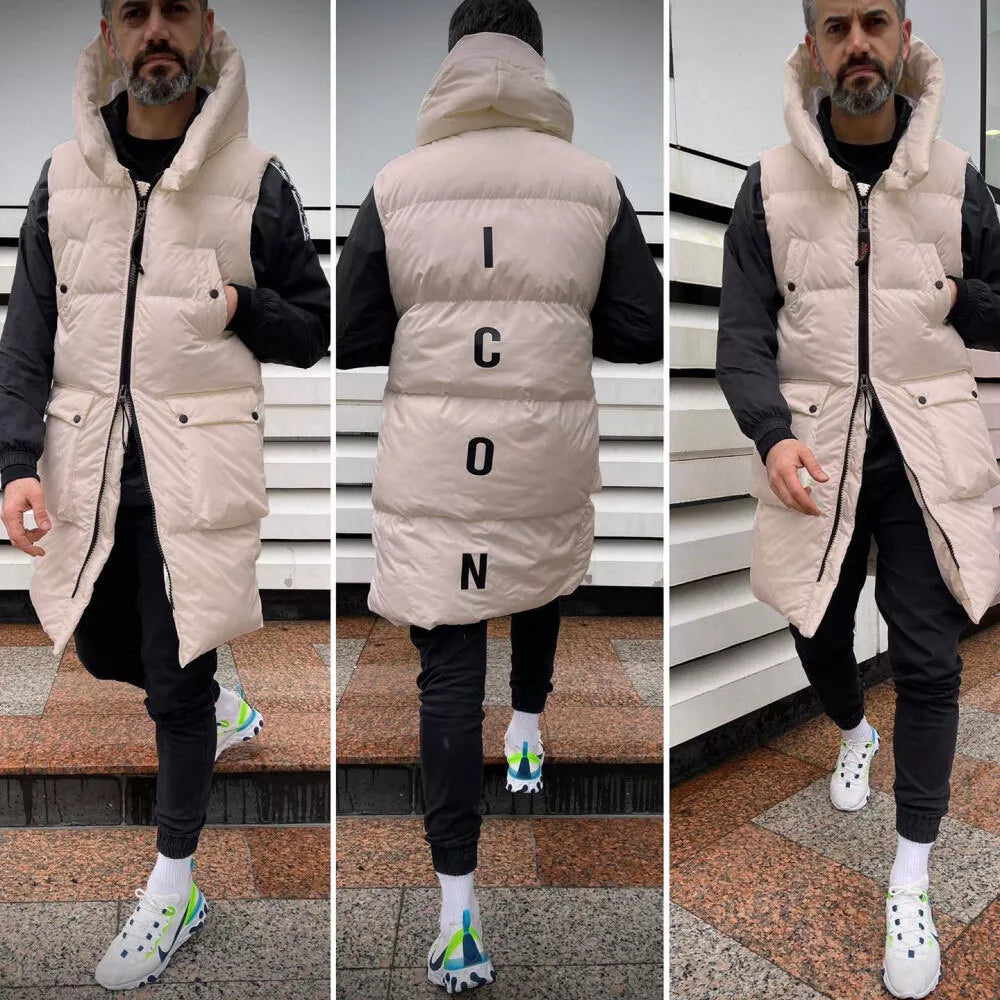 Brown men's vest with hood Fegol