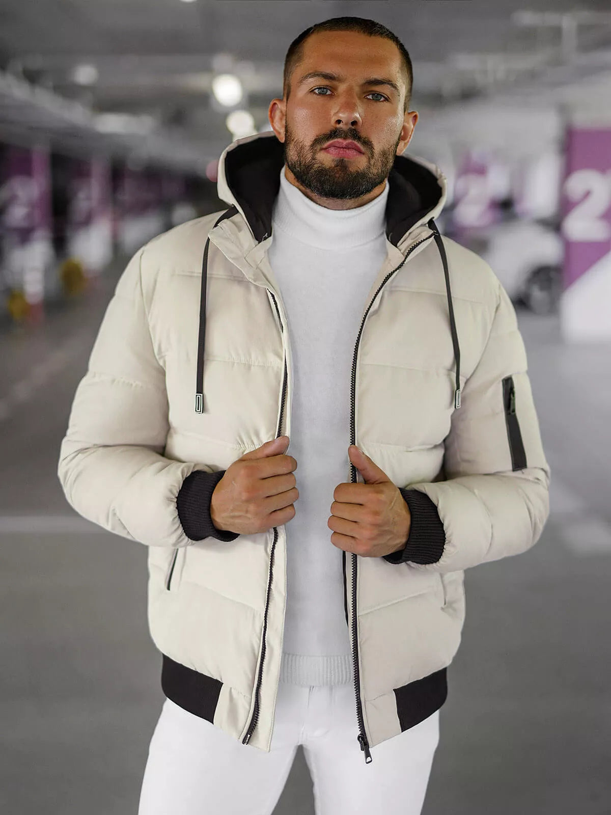 Men's brown winter jacket Rock