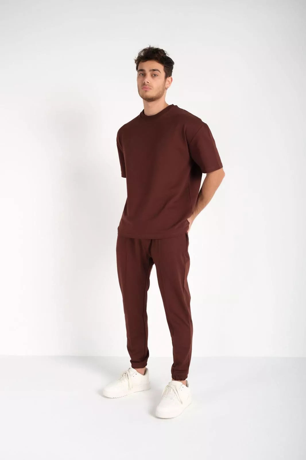 Men's brown SumerTop suit.