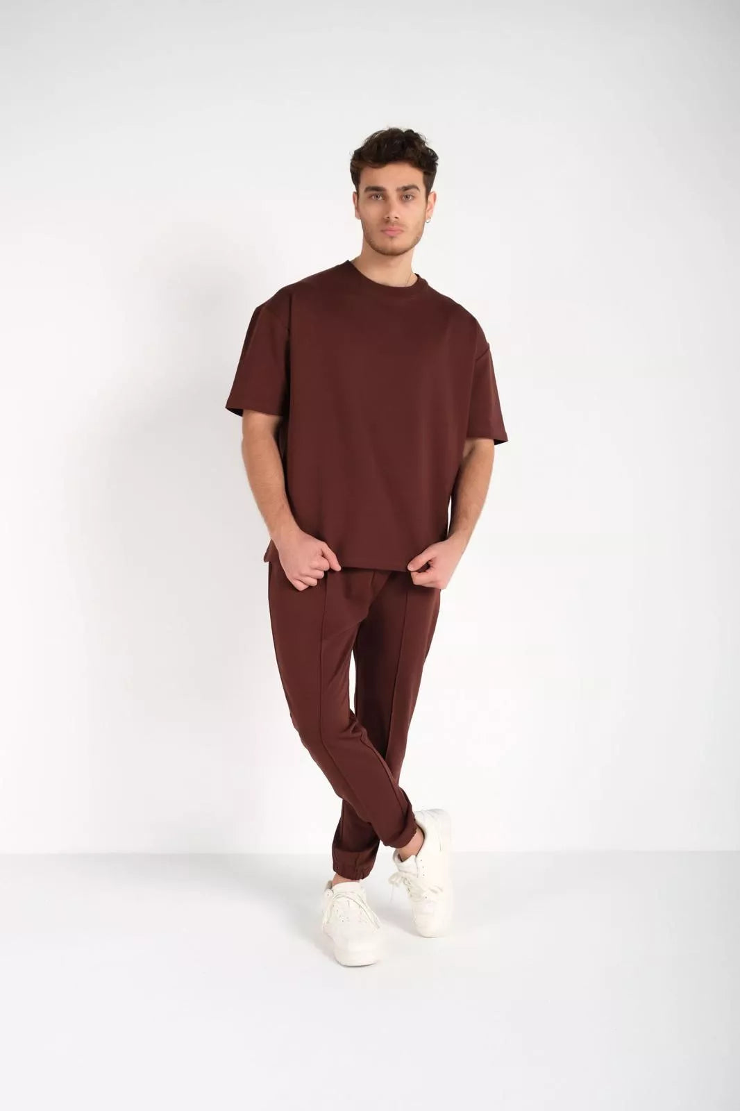 Men's brown SumerTop suit.