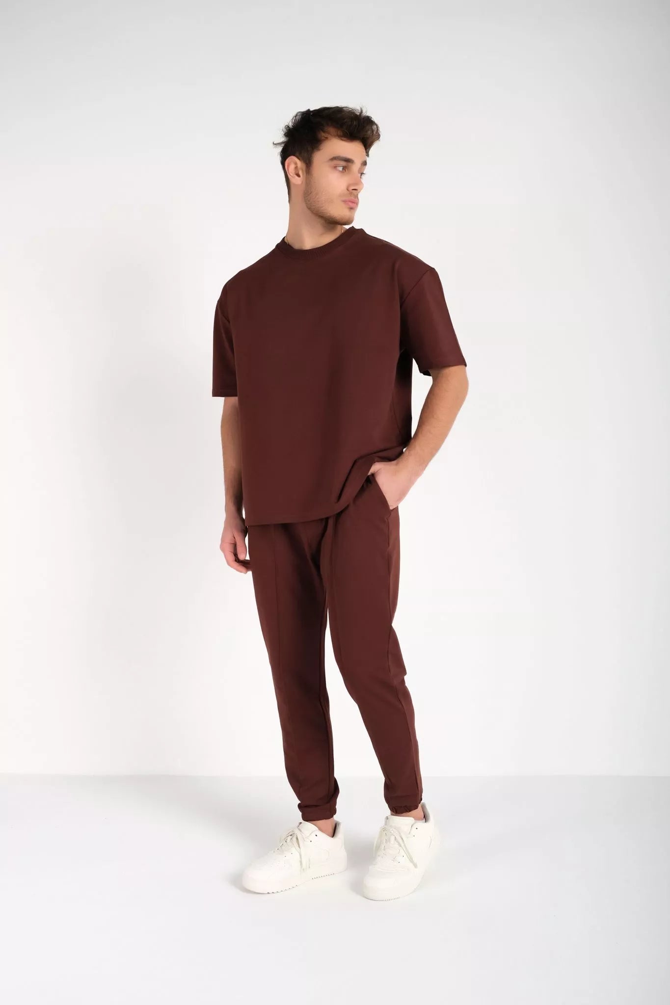 Men's brown SumerTop suit.