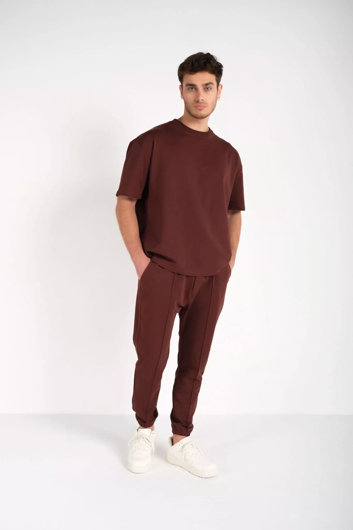 Men's brown SumerTop suit.