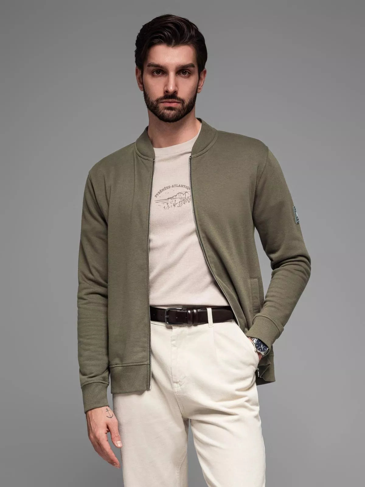 Men's khaki sweater Korn