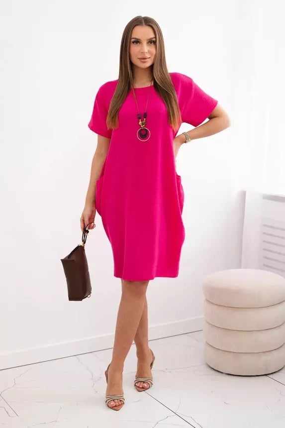 Pink dress with pockets and pendant Deli 