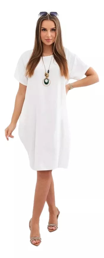 White dress with pockets and pendant Deli 
