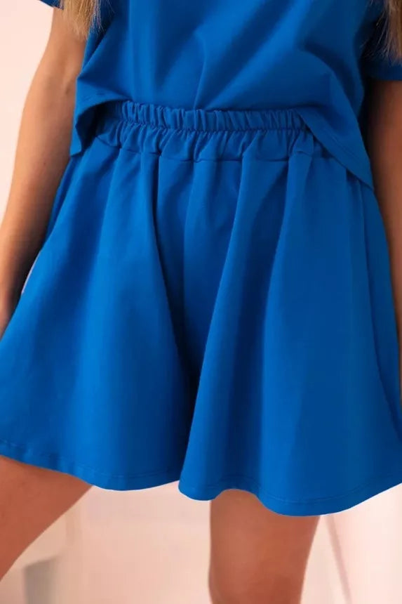 Women's blue cotton set with wide shorts Com