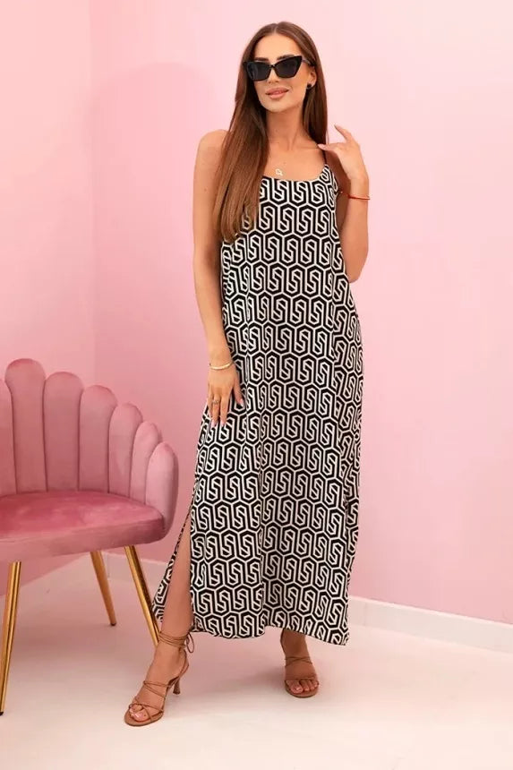 Women's black dress with straps Zebra