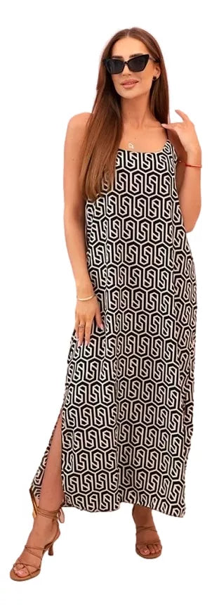 Women's black dress with straps Zebra