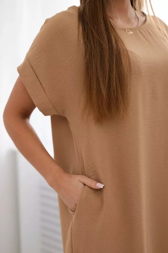 Light brown dress with pockets Safira 