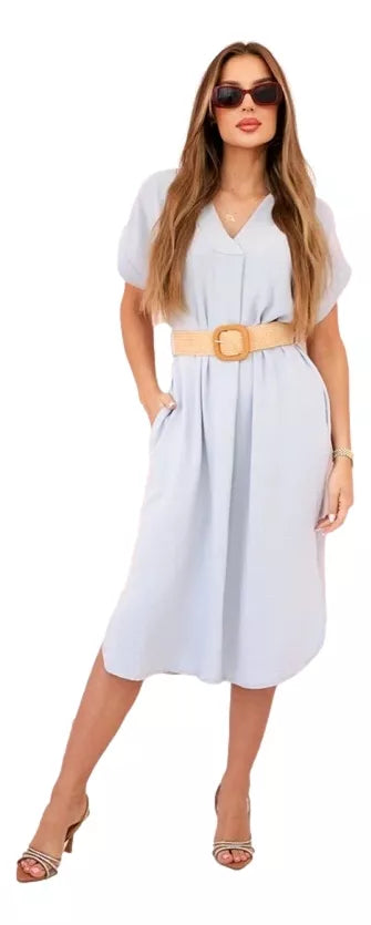Women's gray dress with belt Amber