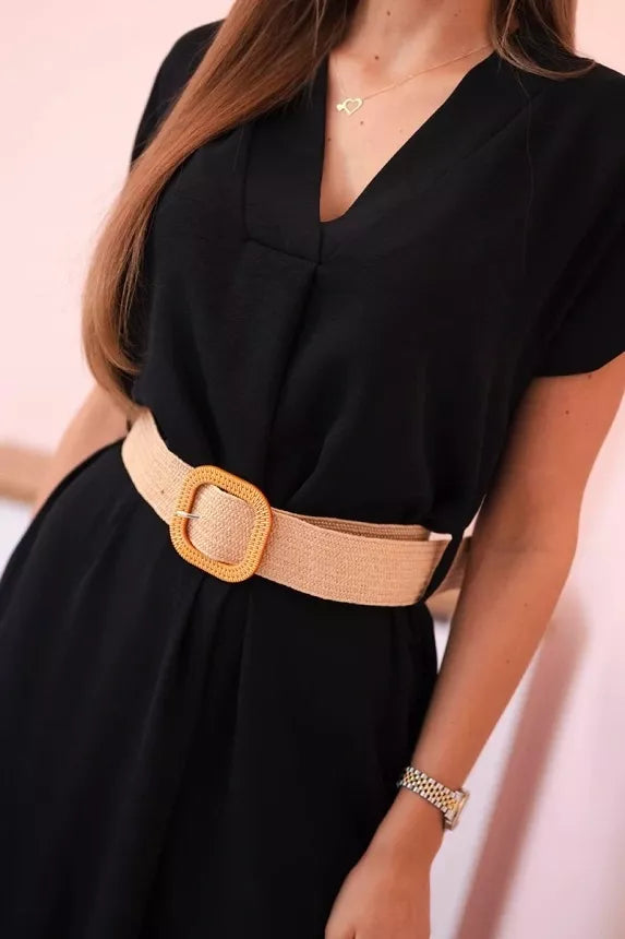 Women's black dress with belt Amber 