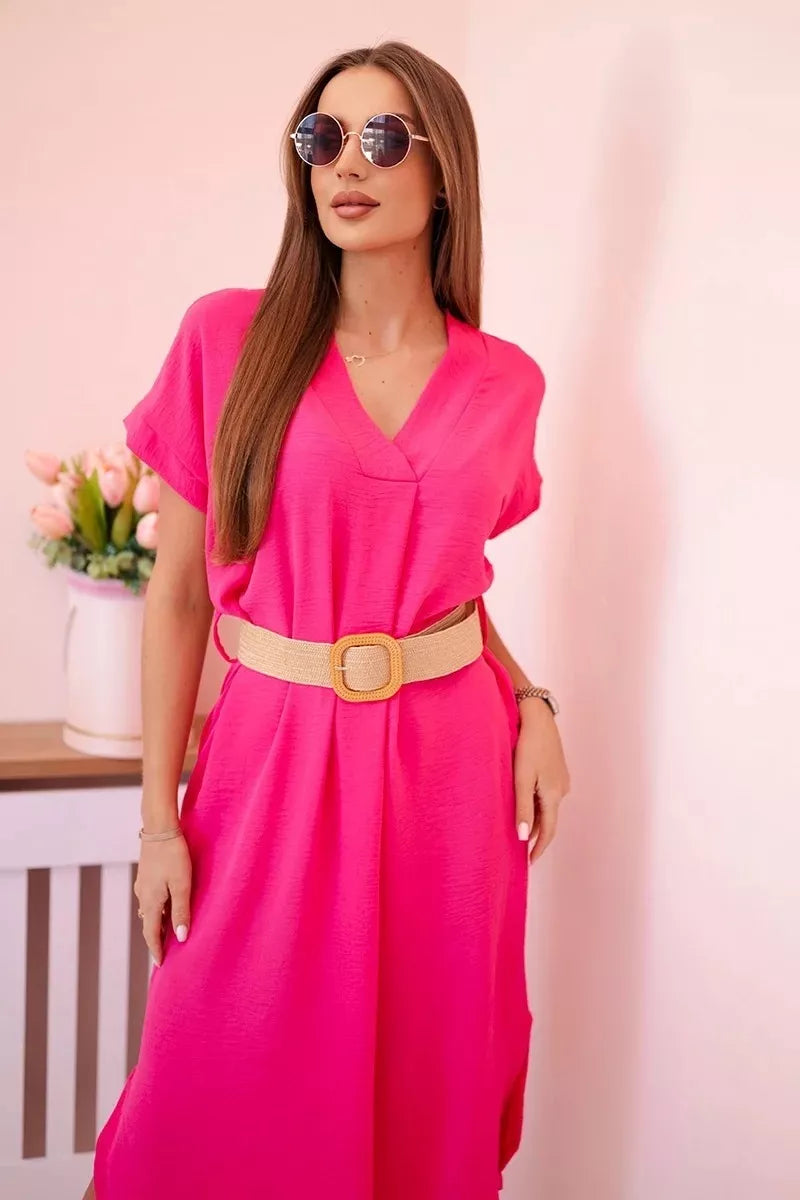 Women's pink dress with belt Amber 