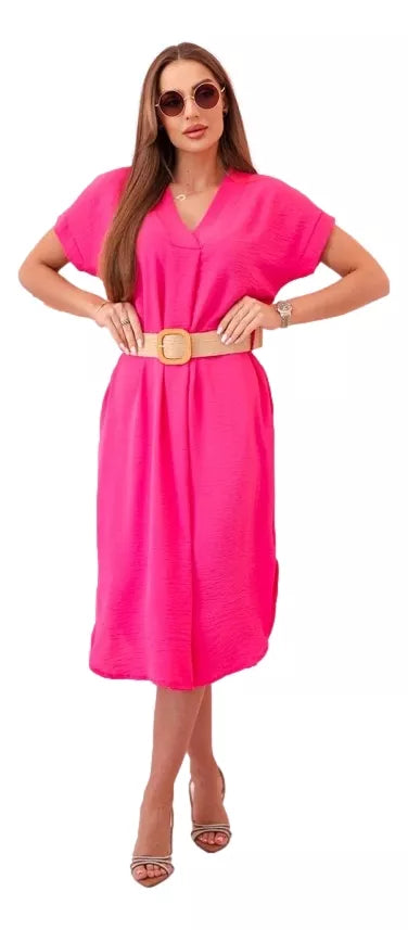 Women's pink dress with belt Amber 