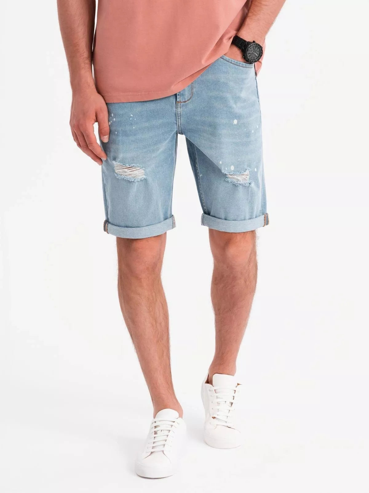 Men's light blue denim shorts Braco