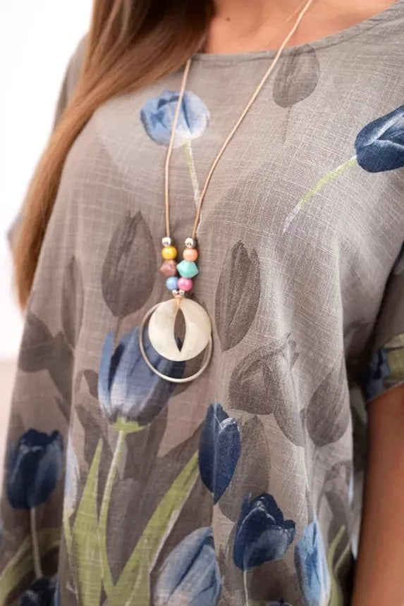 Women's gray shirt with flowers Limon