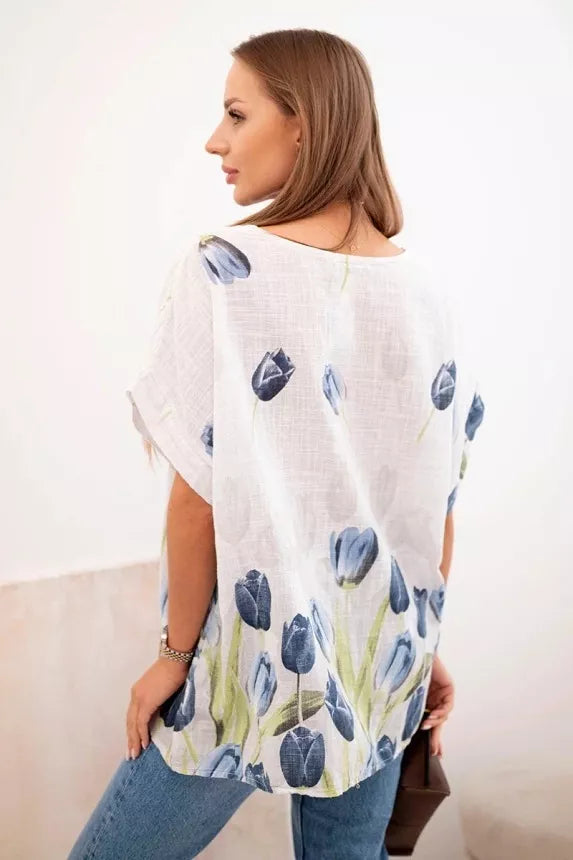 Women's white shirt with flowers Limon