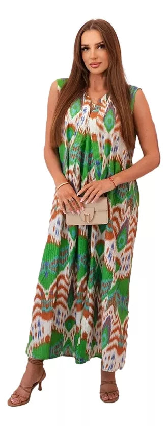 Women's green dress with flared bottom Oslo