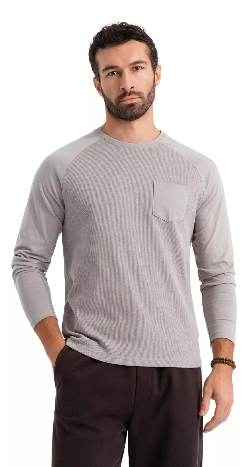 Men's gray long-sleeved T-shirt Doug