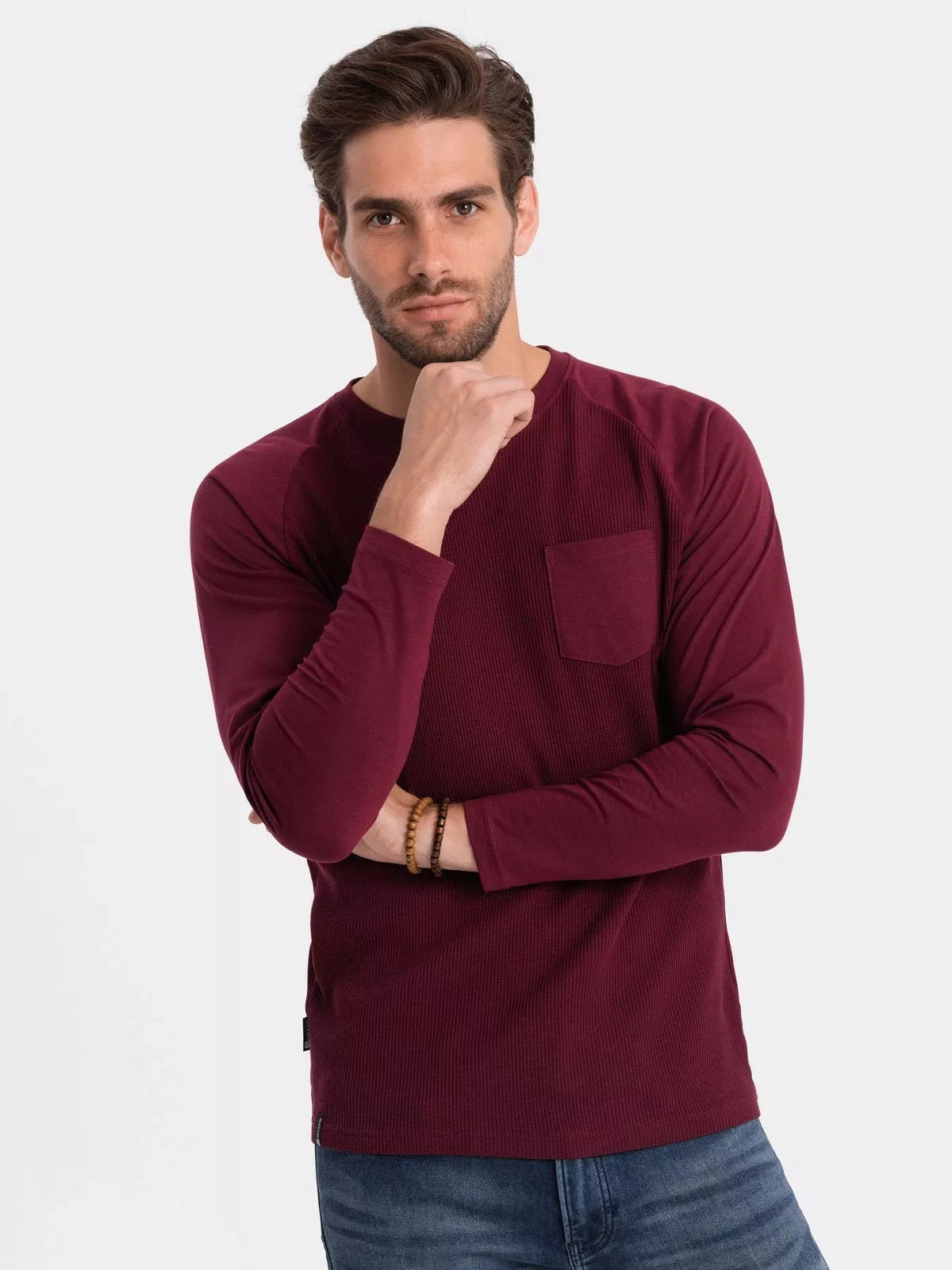 Men's burgundy long-sleeved shirt Doug