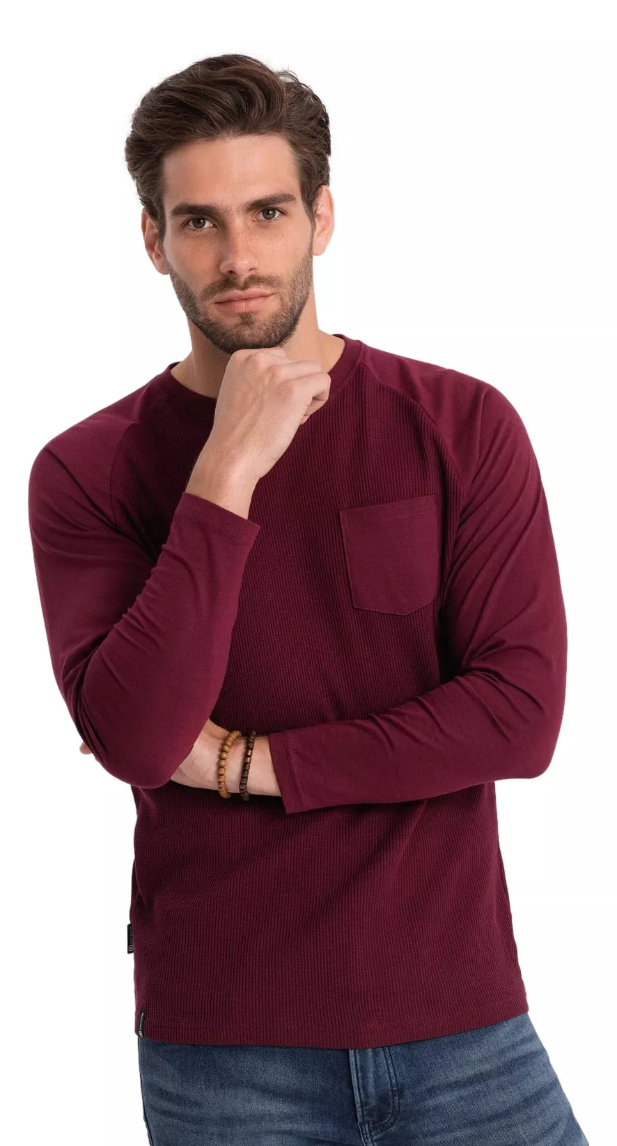 Men's burgundy long-sleeved shirt Doug