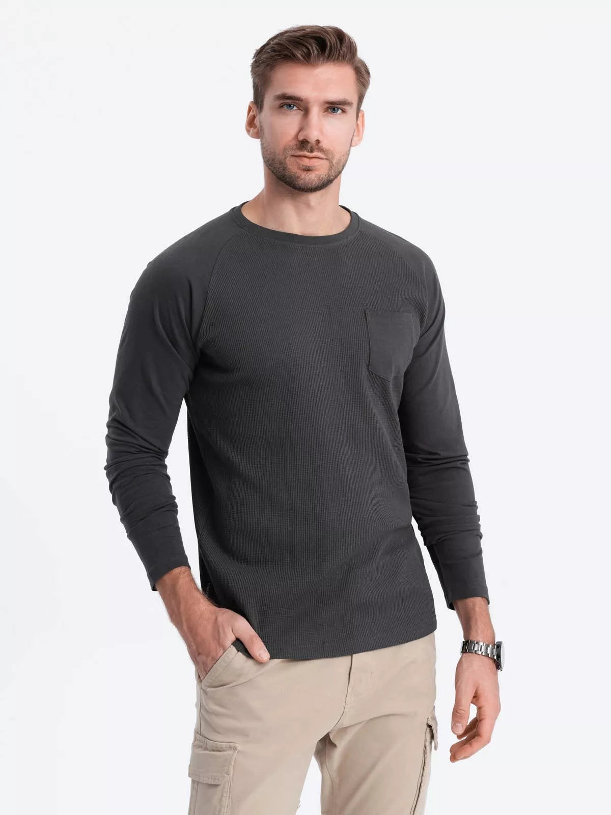 Men's dark gray long-sleeved T-shirt Doug