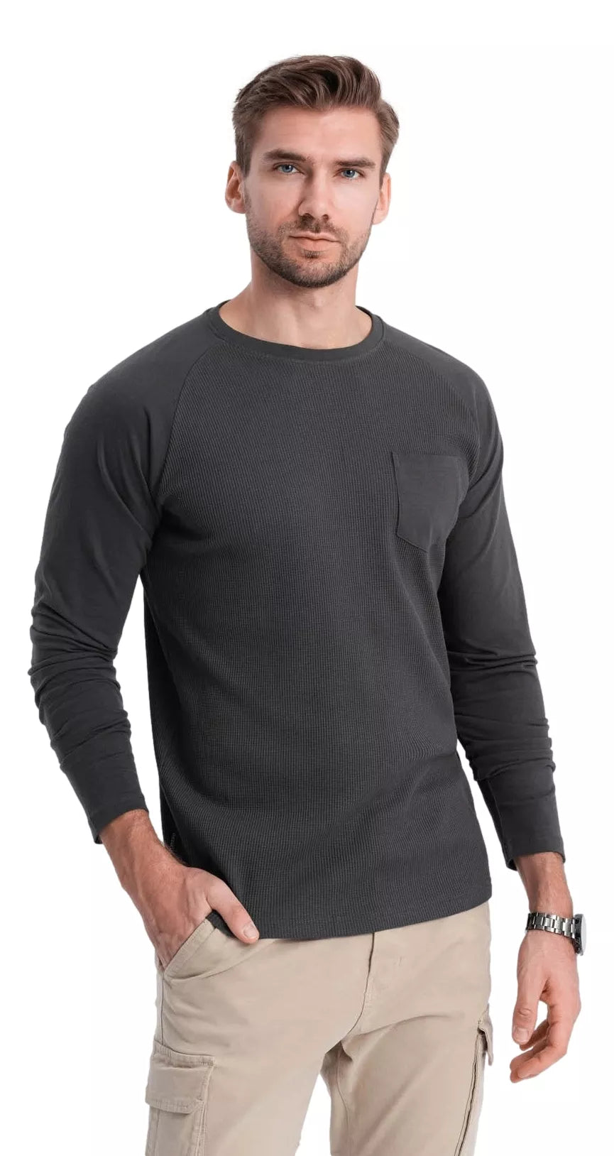 Men's dark gray long-sleeved T-shirt Doug