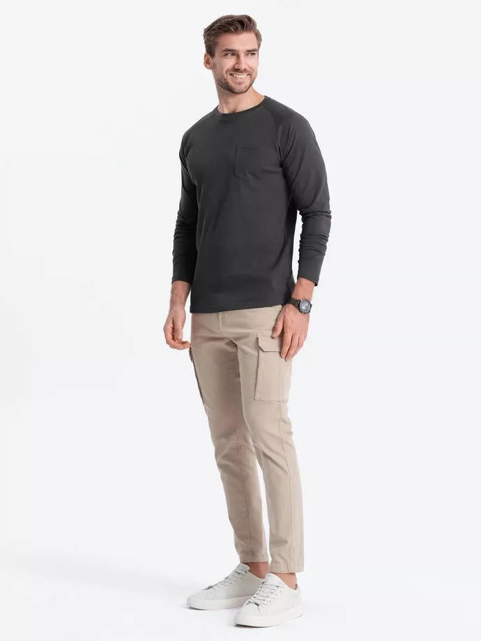 Men's dark gray long-sleeved T-shirt Doug