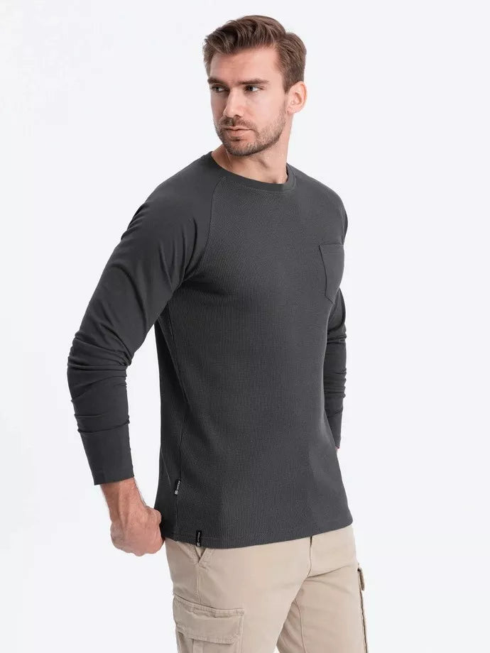 Men's dark gray long-sleeved T-shirt Doug