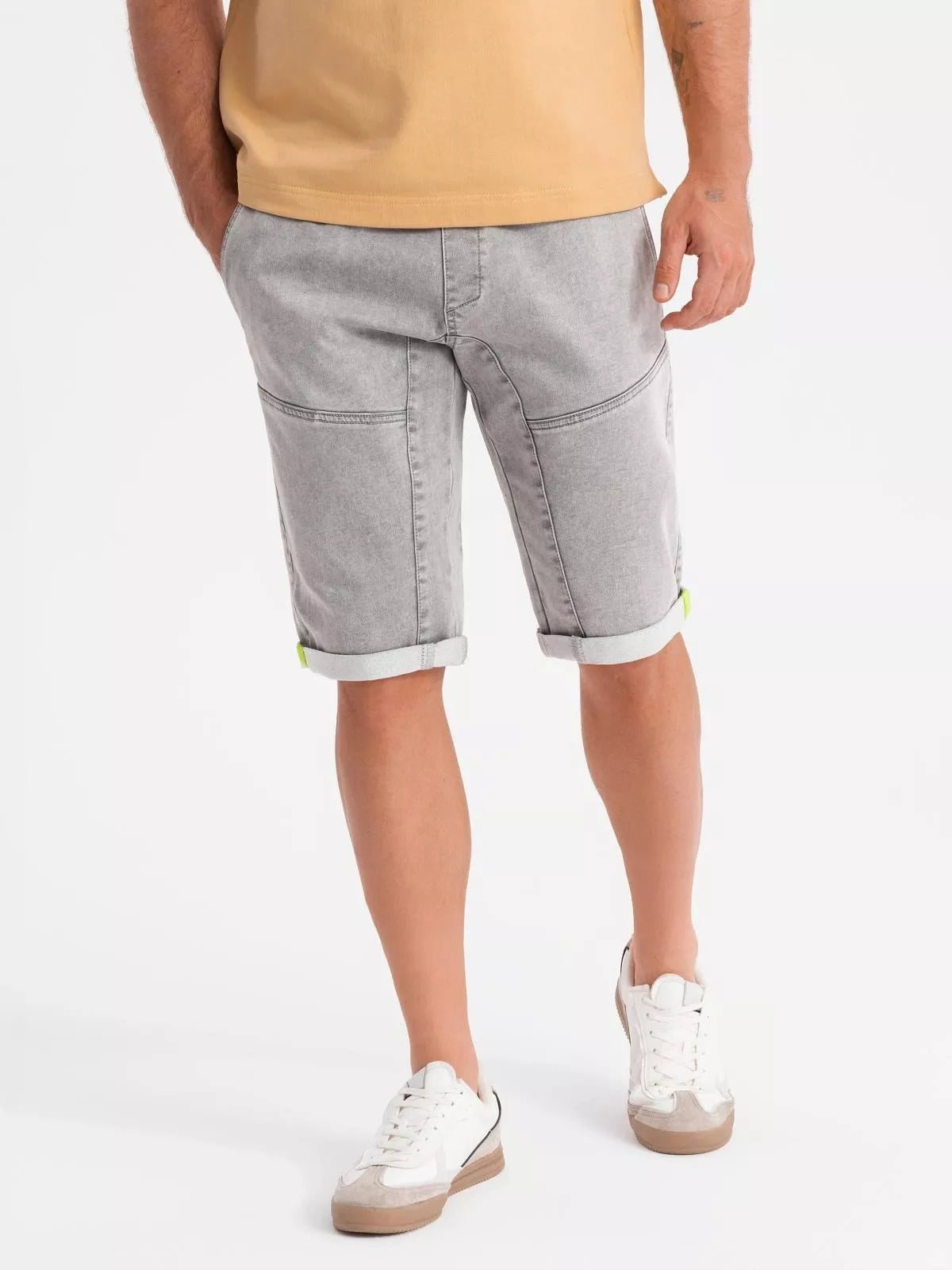 Men's gray denim shorts Makal