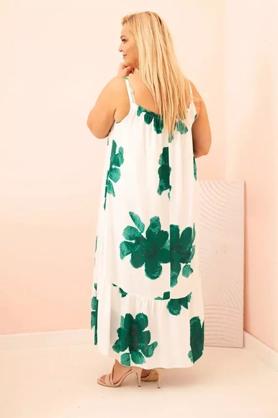 Women's white dress with green flowers Honey