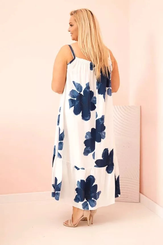 Women's white dress with blue flowers Honey