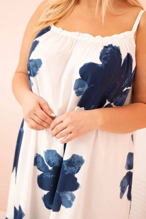 Women's white dress with blue flowers Honey