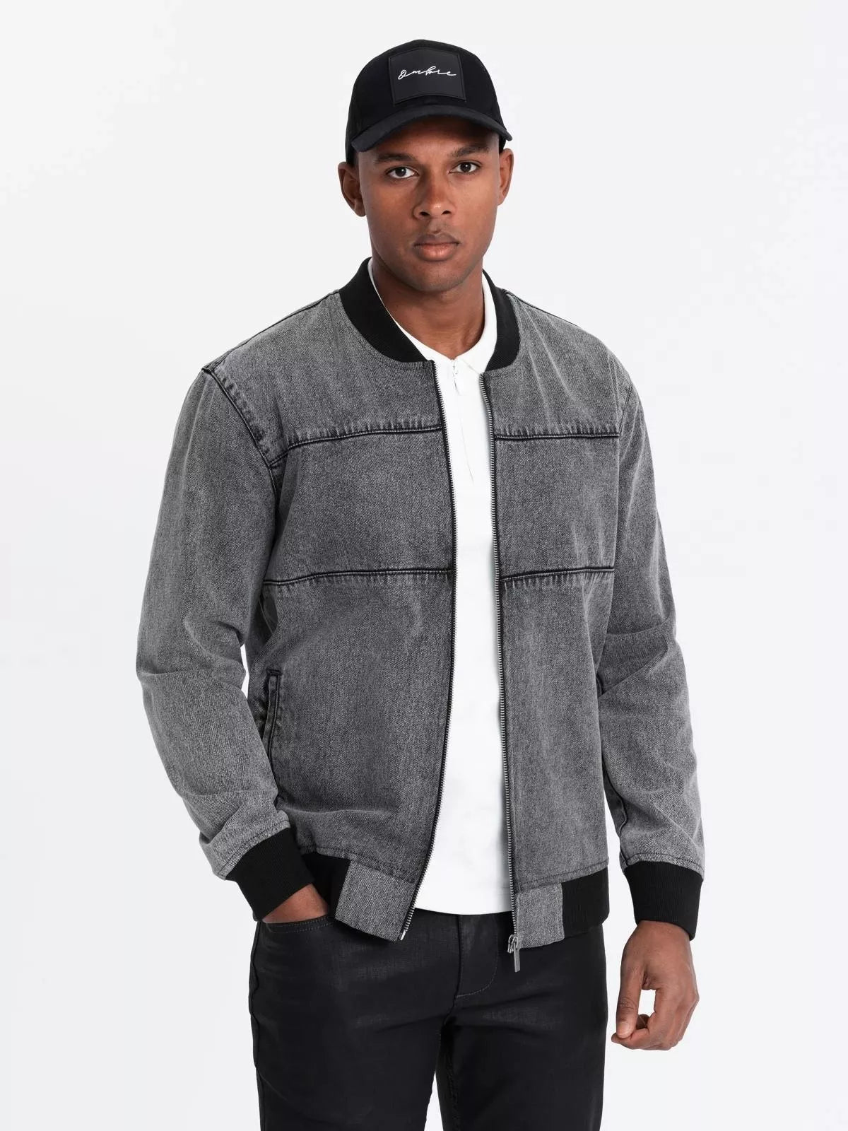 Men's bomber style gray jacket Norvi