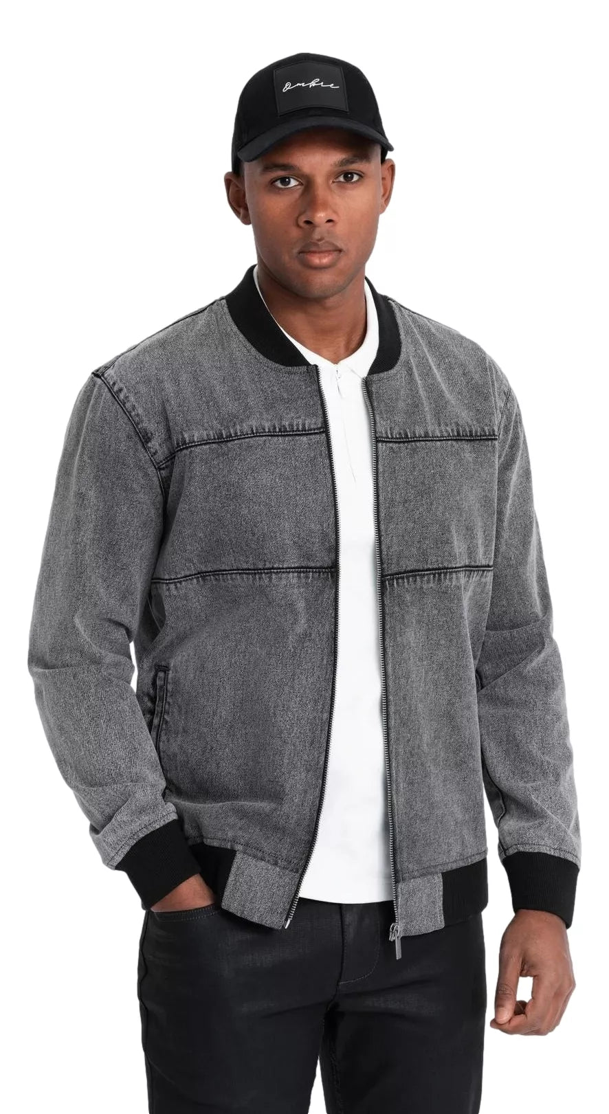Men's bomber style gray jacket Norvi