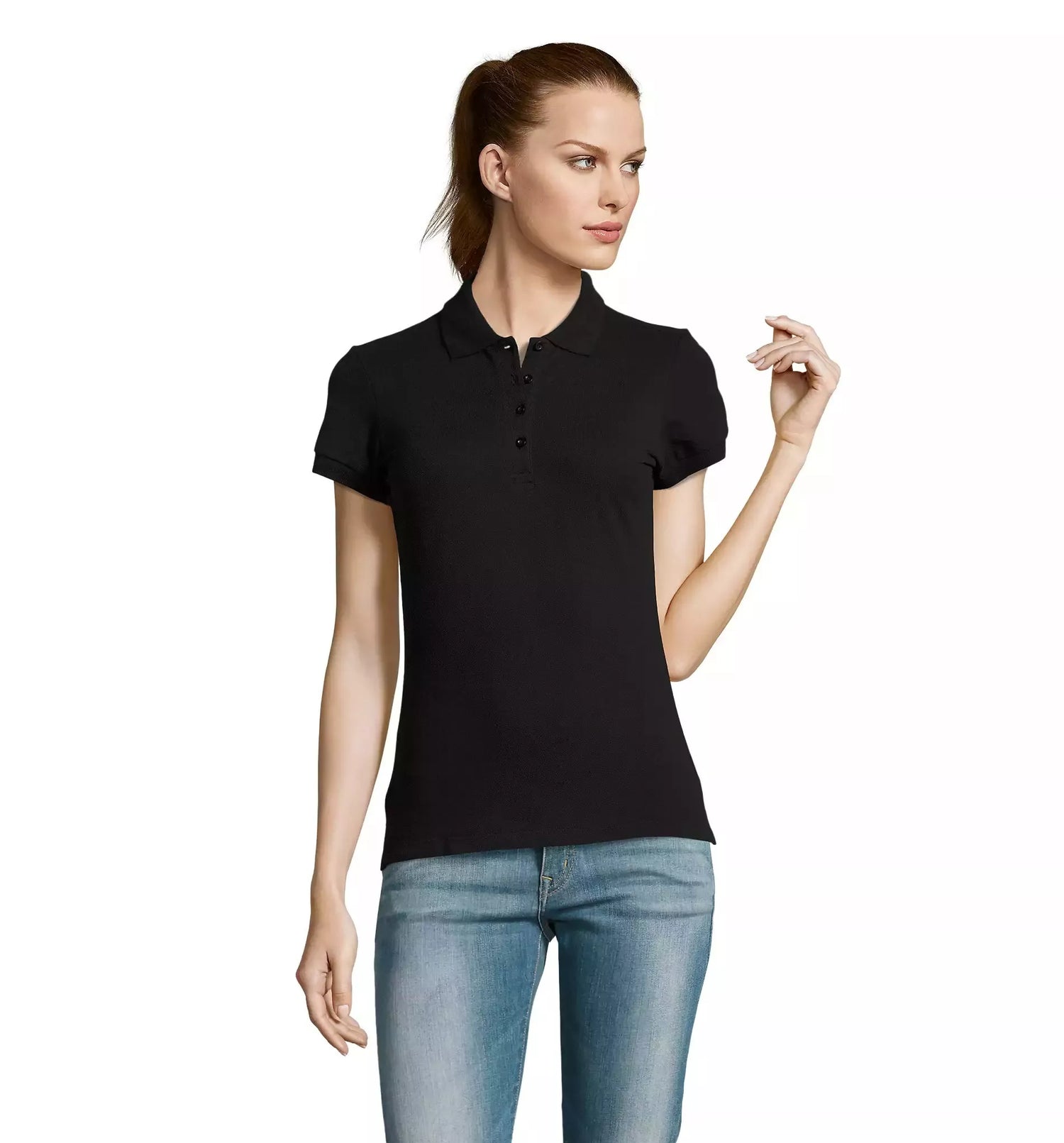 Women's black polo shirt Passion
