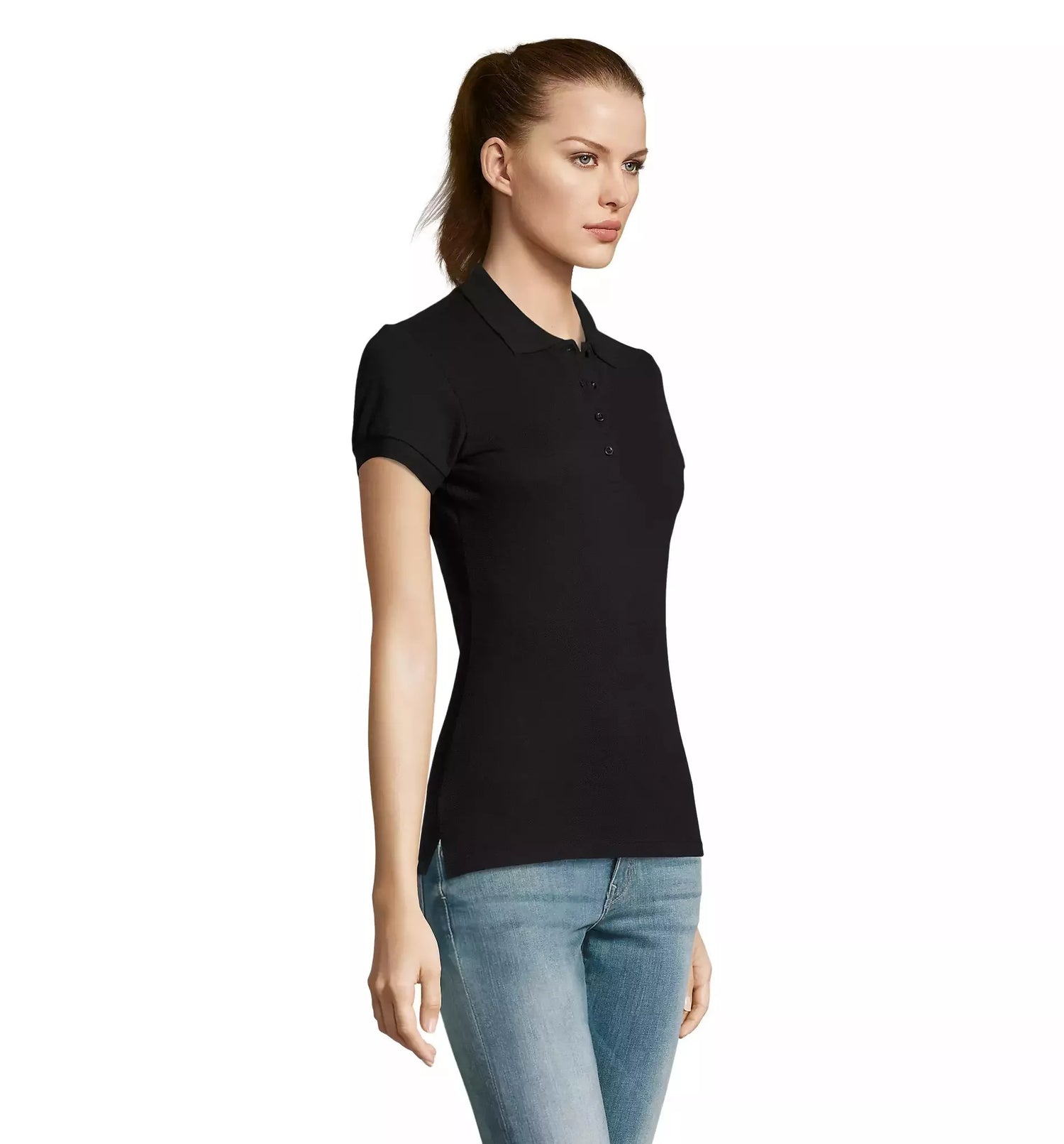 Women's black polo shirt Passion