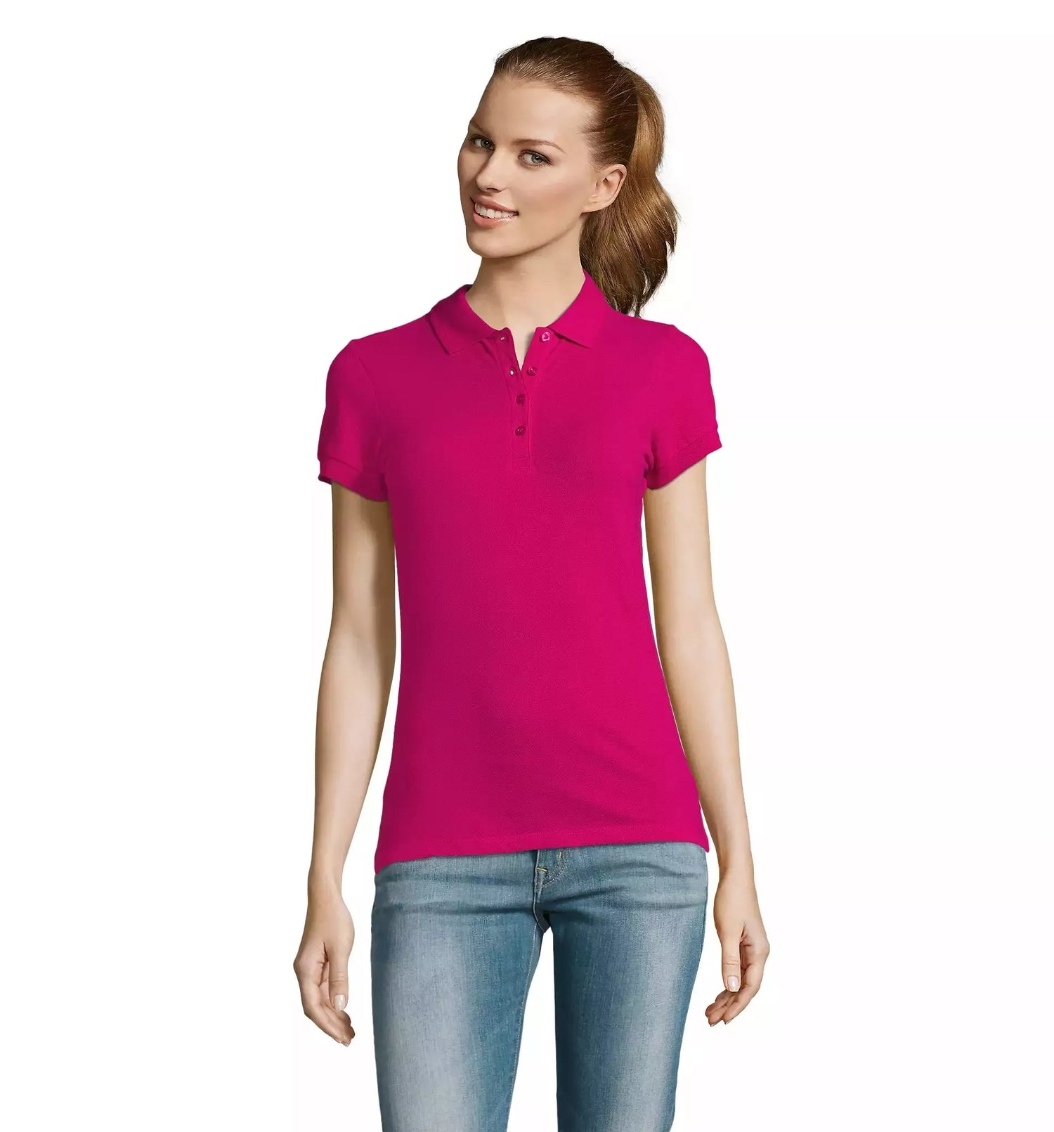Women's bright pink polo shirt Passion