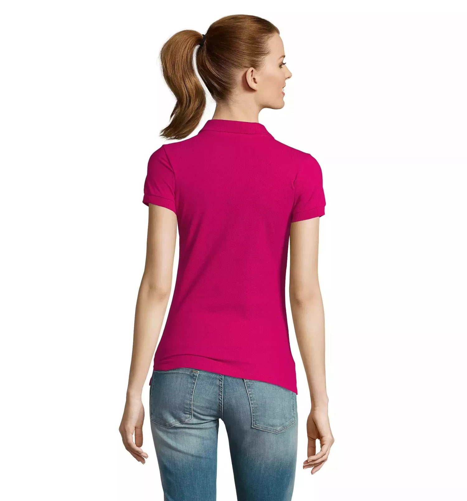 Women's bright pink polo shirt Passion