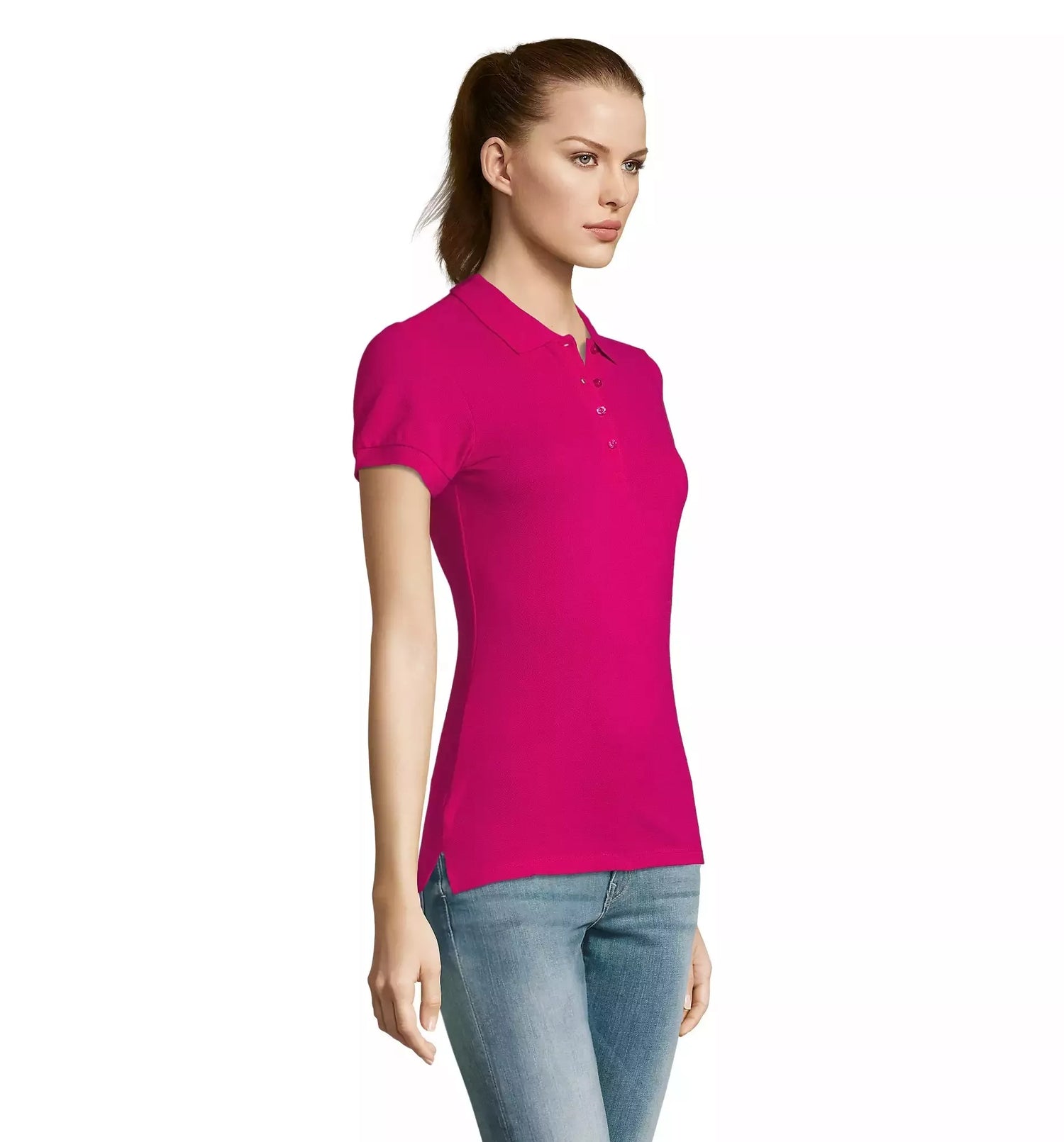 Women's bright pink polo shirt Passion