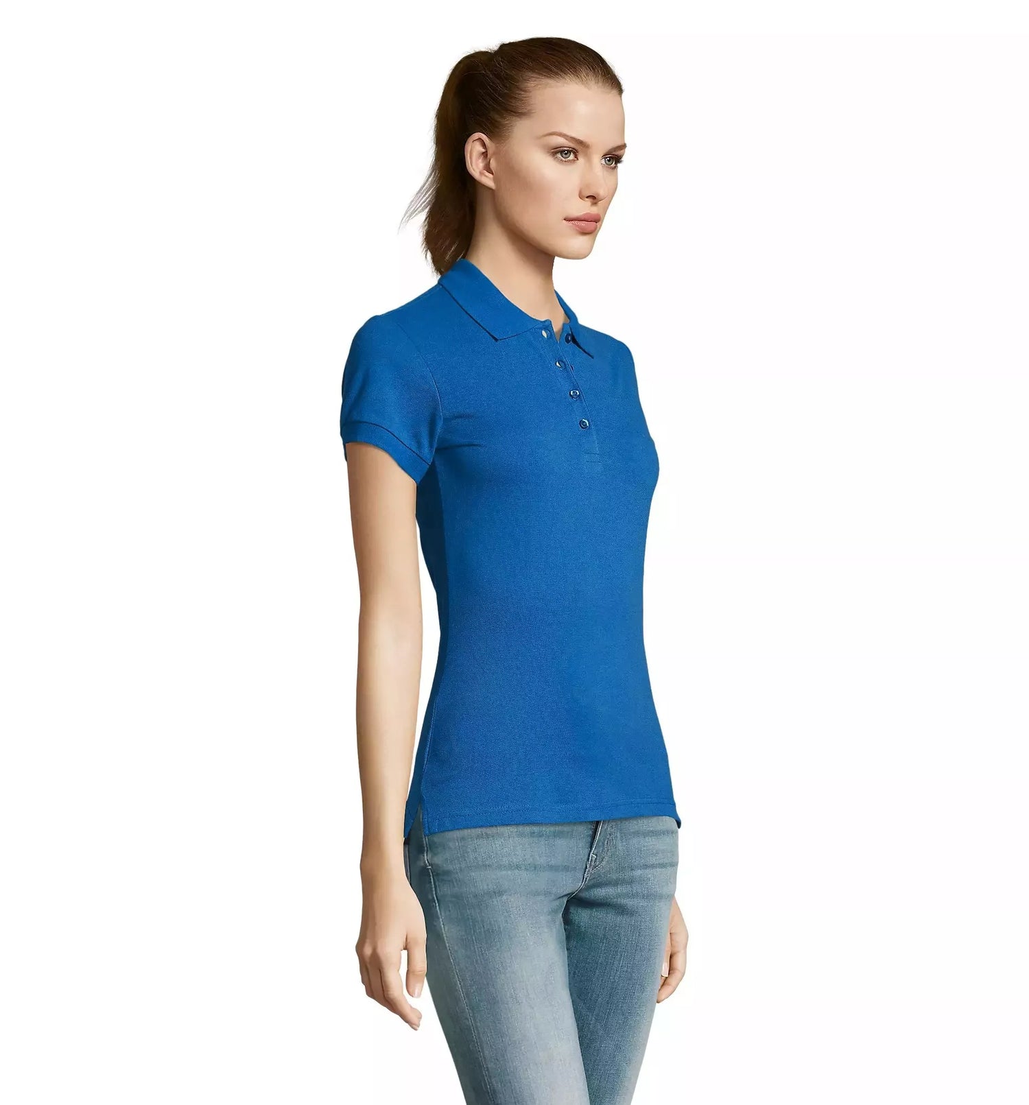 Women's bright blue polo shirt Passion
