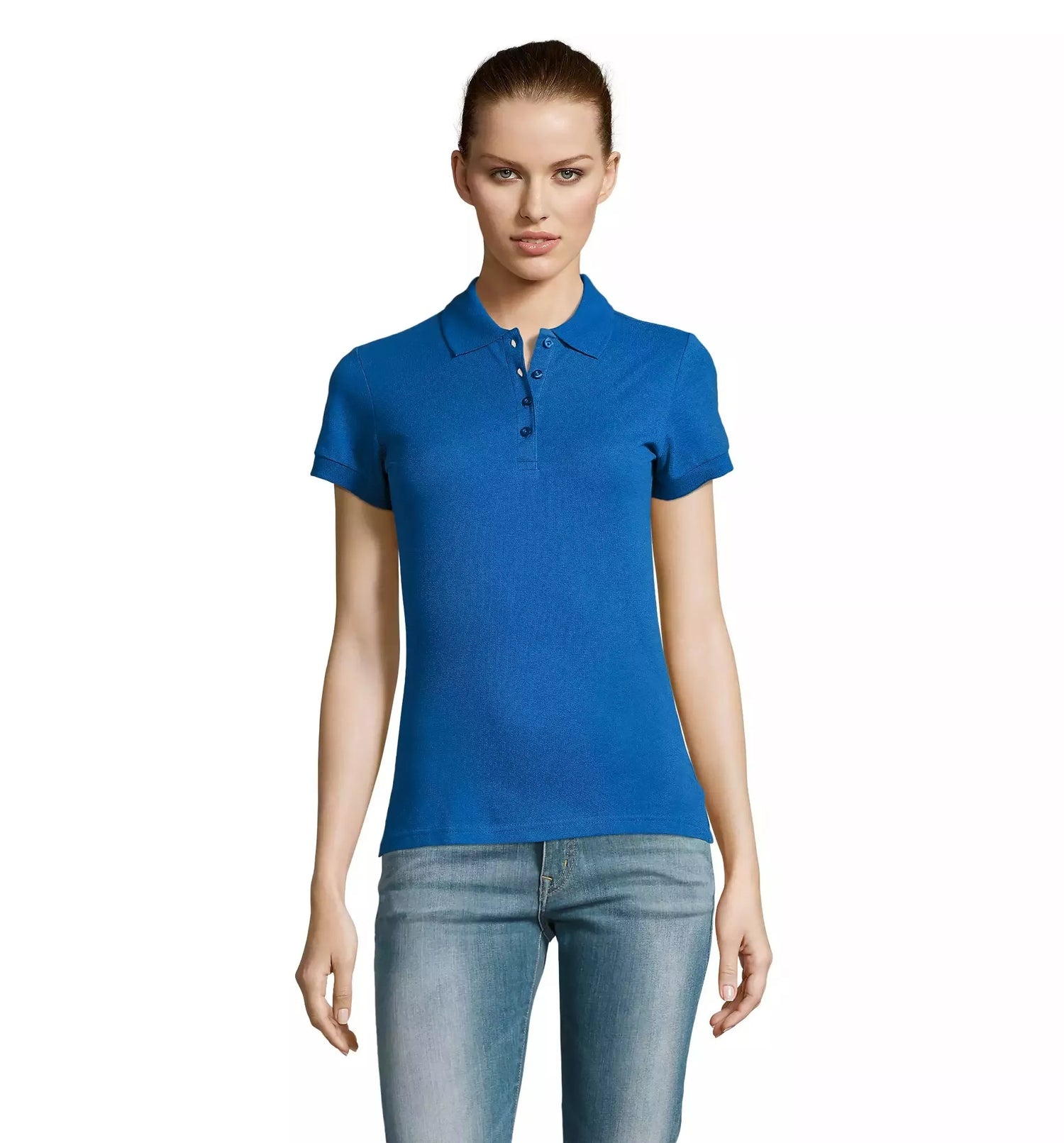 Women's bright blue polo shirt Passion